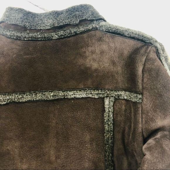 GUESS Brown Suede Jacket with Faux-Fur Lining - L - Picture 7 of 9